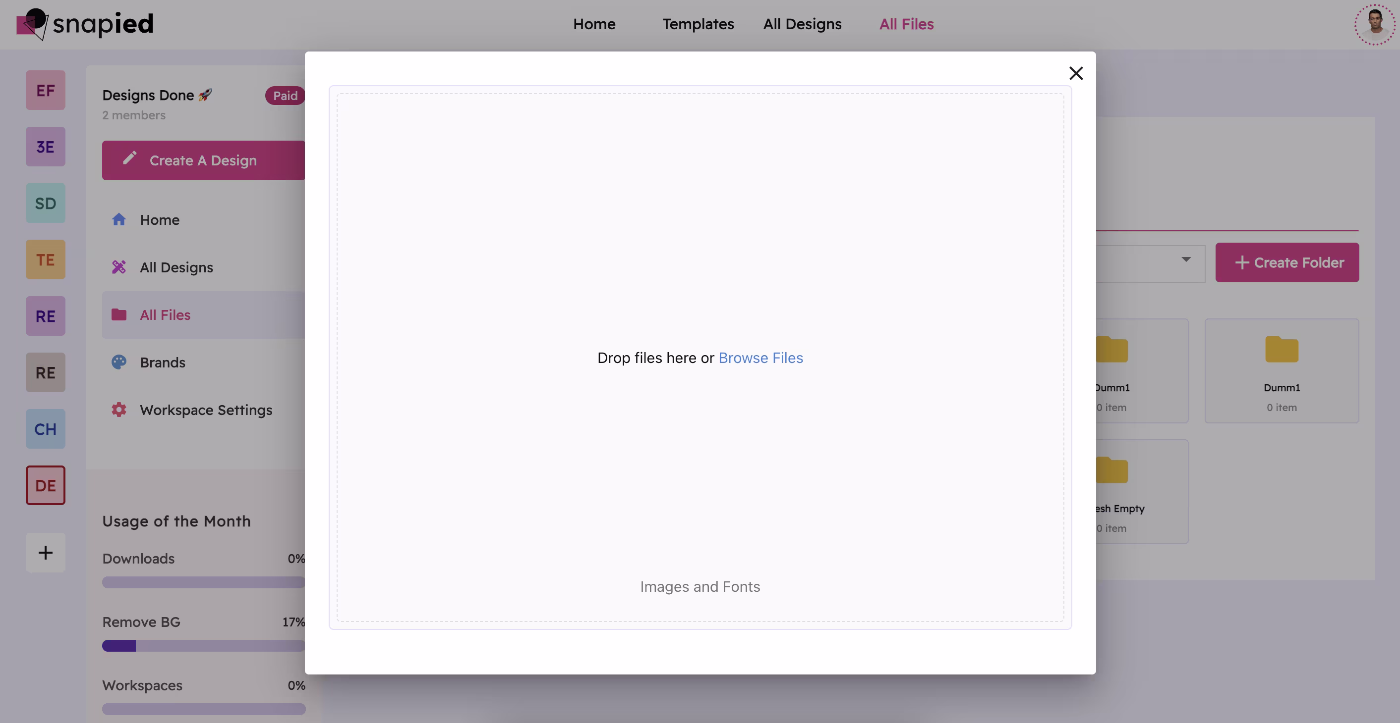 Adding design assets to a Snapied folder