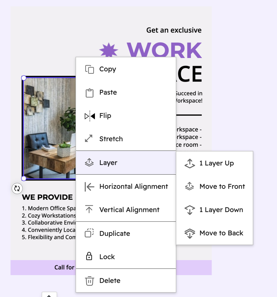 Snapied Layer Context Menu showing layer control options