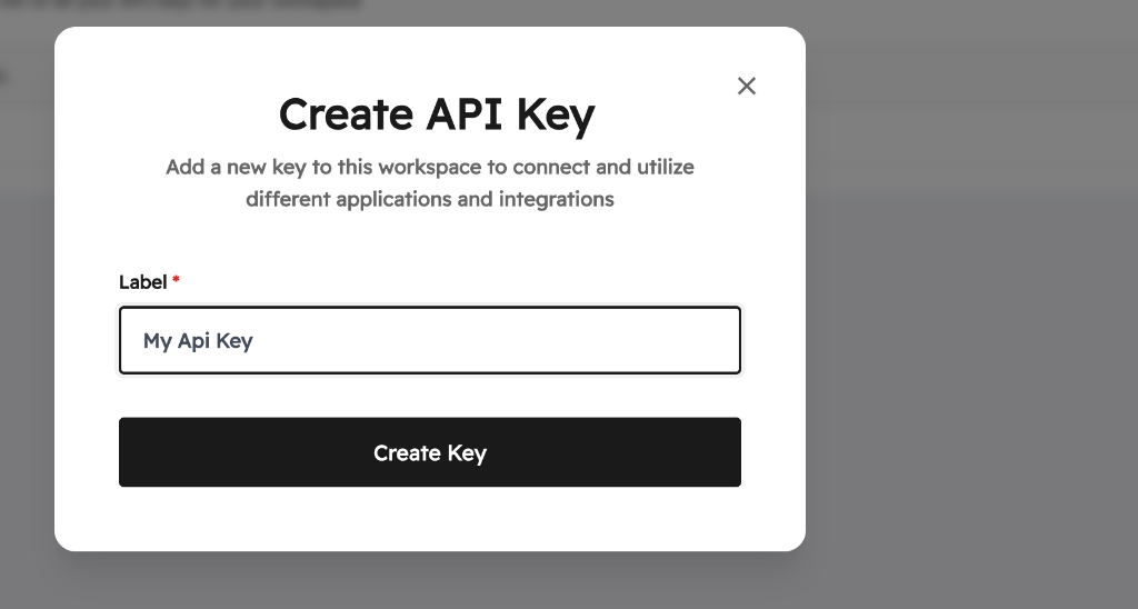 Create API Key Modal